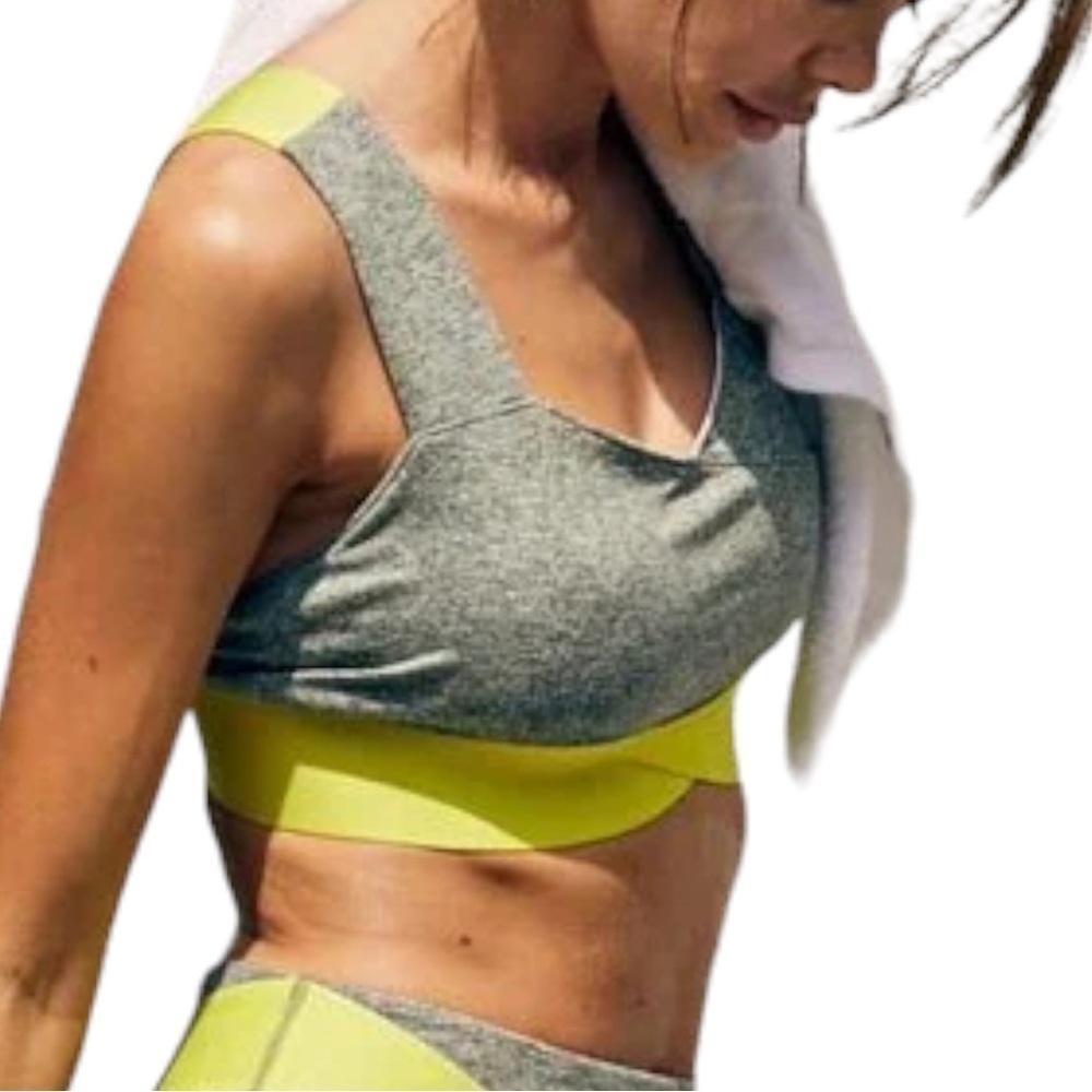 free People Movement Just Breathe Colorblock Bra / Heather Olive - Picture 2 of 4